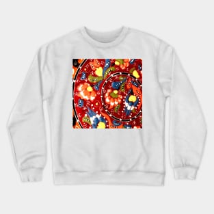 Red and Yellow colorful asian ornaments rangoli patterns Crewneck Sweatshirt